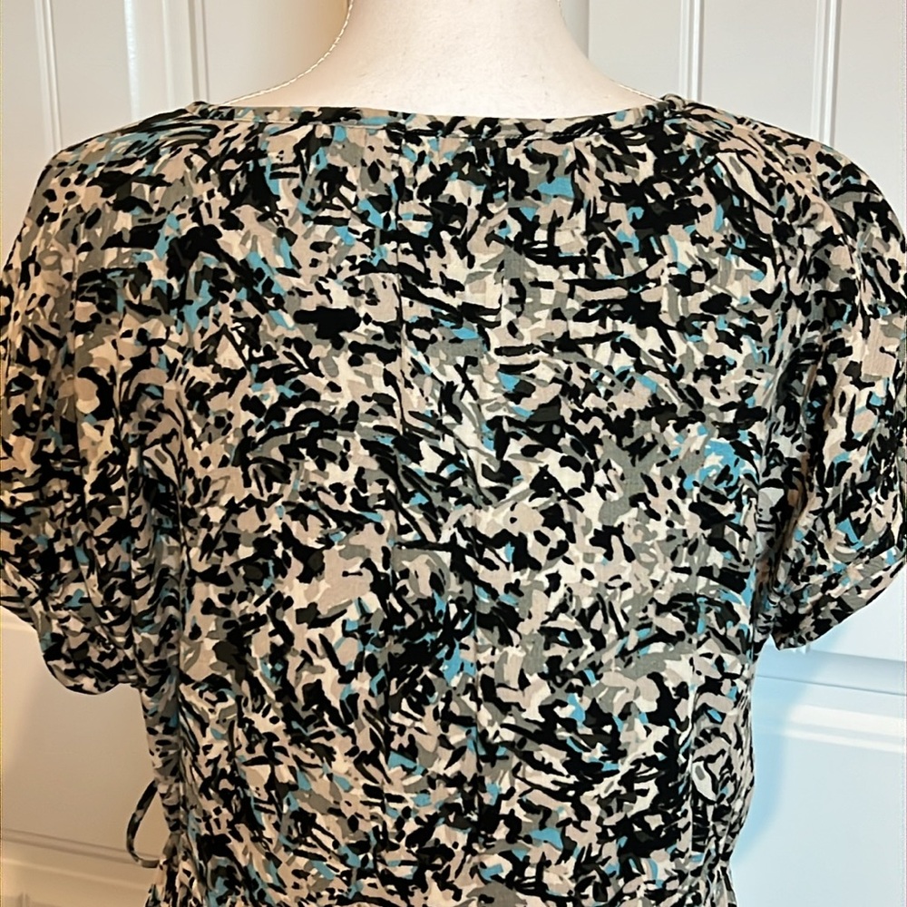NWT Loft Dress Large Petite LP black blue abstract career business casual soft - Picture 7 of 16